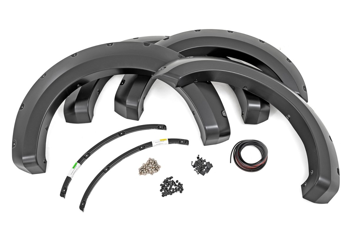 Ford F-250 Super Duty Fender Flares - Rough Country - Pocket, G1 Absolute Black - Flat Black - '17-'22